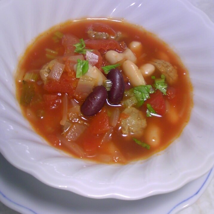 水煮豆DE簡単♡たっぷりお豆と牛肉のスープ♡